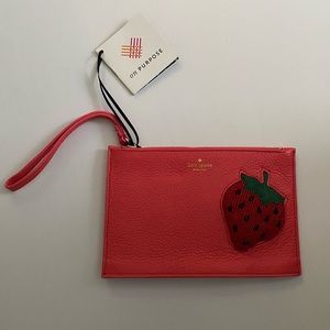 Pink Kate Spade Clutch with Strawberry Embroidery